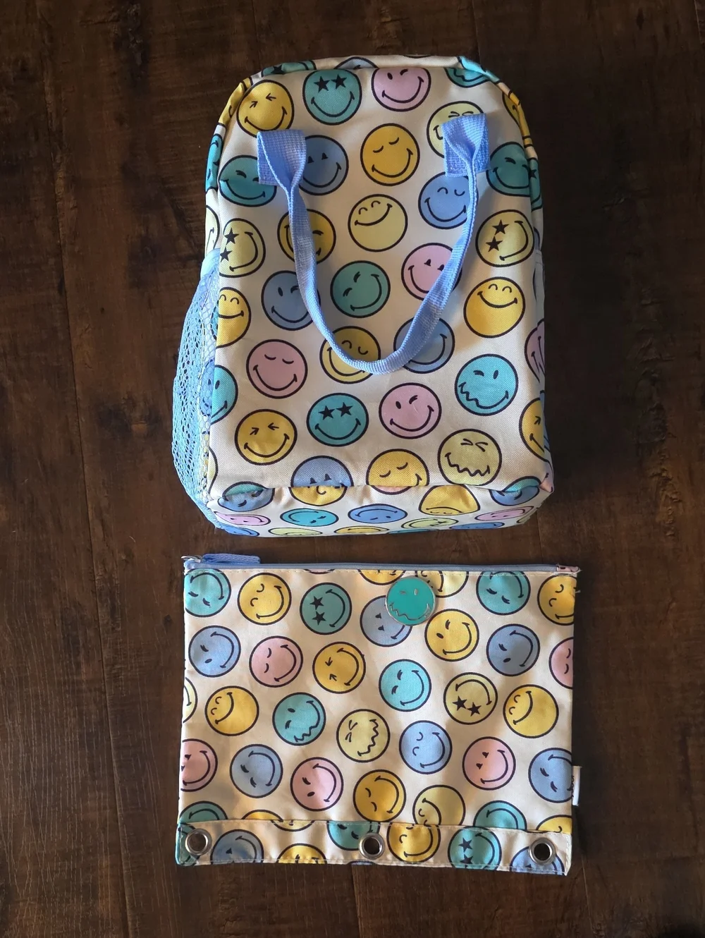 Kids Smiley Face Lunch Bag and Pencil Bag